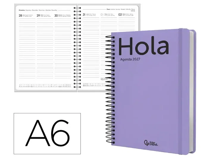 Liderpapel Agenda de oficina 2027 Classic semana vista A6 bilingüe malva Liderpapel Agenda de oficina 2027 Classic semana vista A6 bilingüe malva