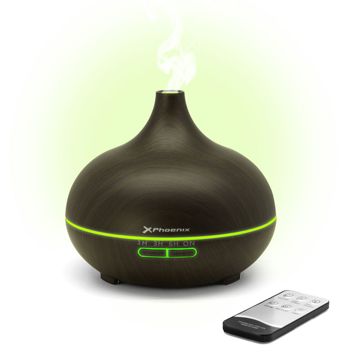 Phoenix ZEN 02 Zeno2 Humidificador Ultrasónico 400 ml con Luces LED, Mando a Distancia y Temporizador, para Aromaterapia y Ambiente