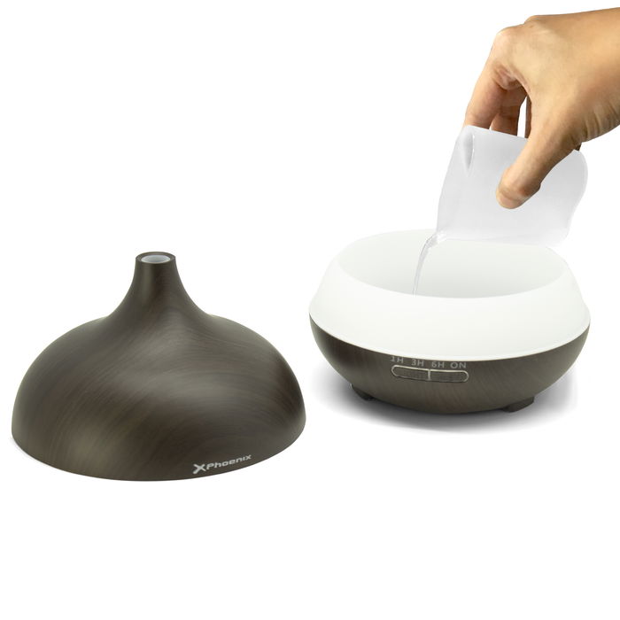 Phoenix ZEN 02 Zeno2 Humidificador Ultrasónico 400 ml con Luces LED, Mando a Distancia y Temporizador, para Aromaterapia y Ambiente