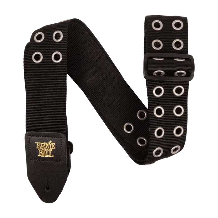 ERNIEBALL Correa Guit/Bajo Premium Hole Lotta Metal Silver 2" Ancho 41"-72" Polipropileno Cuero