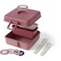 Monbento Snacky Rose Blush - Caja de Sándwich Infantil con Cubiertos Incluidos, Libre de BPA, Ref AABKX84012