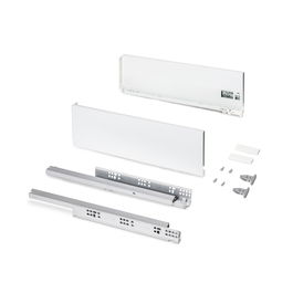 Emuca Cajón exterior Protone 30kg con guías de extracción total y cierre suave, Altura 131mm, profundidad 450mm, Acero, Pintado blanco