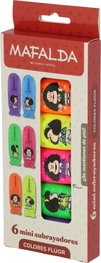 GRAFOPLAS DISEÑO Set 6 Mini Marcadores Mafalda en Colores Flúor