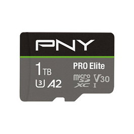 PNY Pro Elite MicroSDXC 1 TB Tarjeta de Memoria Clase 10 UHS-I U3 V30 A2 Velocidad Lectura 100 MB/s, Escritura 90 MB/s - Negro, Gris
