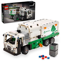 LEGO 42167 Technic Camión de Residuos Mack LR Eléctrico, Set de Construcción para Niños +8 Años con Basura y Contenedores