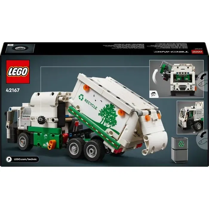 LEGO 42167 Camión de Basura Eléctrico Mack LR, Vehículo de Reciclaje, Camión Eléctrico de Juguete