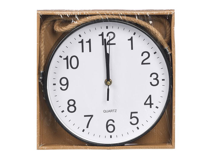 Giftdecor Reloj de Pared con Cuerda para Colgar Negro 25 cm (Set de 12)