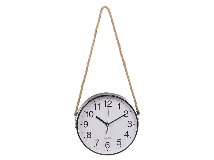 Giftdecor Reloj de Pared con Cuerda para Colgar Negro 25 cm (Set de 12)