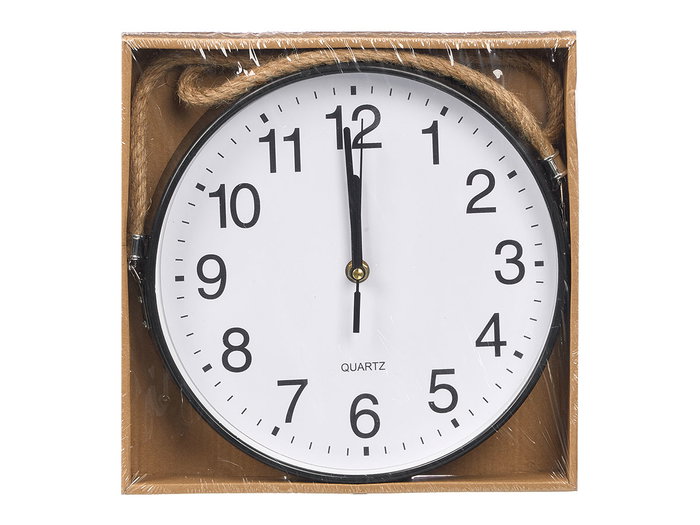 Giftdecor Reloj de Pared con Cuerda para Colgar Negro 25 cm (Set de 12)