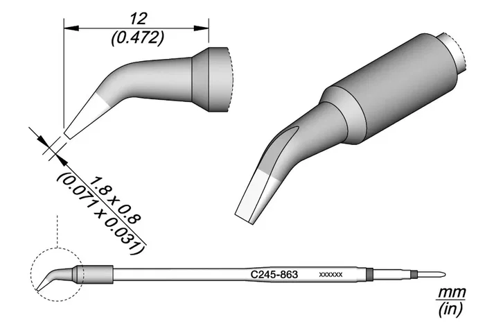 JBC TOOLS Punta de soldadura prolongada destornillador acodado 1,8x0,8mm