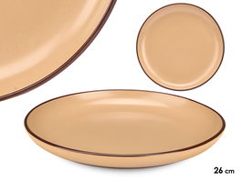 Vessia Plato Llano 26 cm Beige Loza Cerámica Cocina (Set de 24)