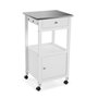 Versa Carro con Ruedas Gris Acero Inoxidable con 2 Bandejas Extraíbles y 2 Cestas de Metal - 40x88x47 cm