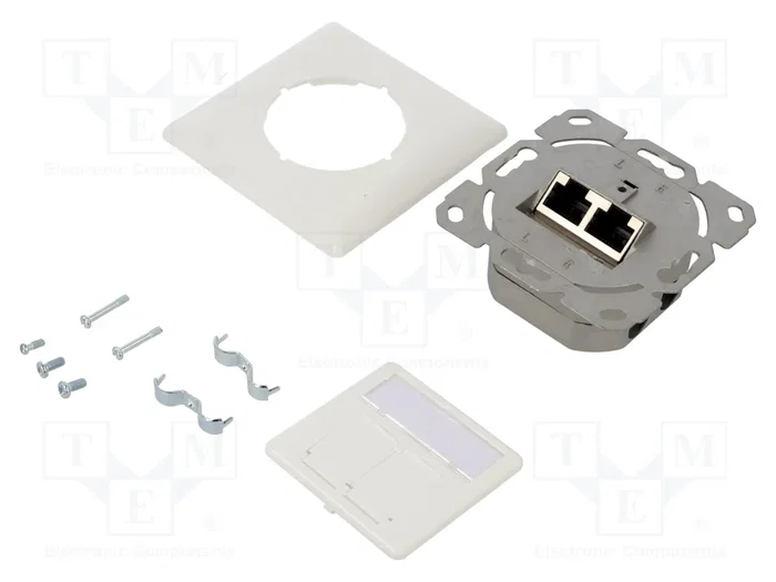 GOOBAY Enchufe de pared RJ45 Cat 6a con 2 tomacorrientes GOOBAY Enchufe de pared RJ45 Cat 6a con 2 tomacorrientes