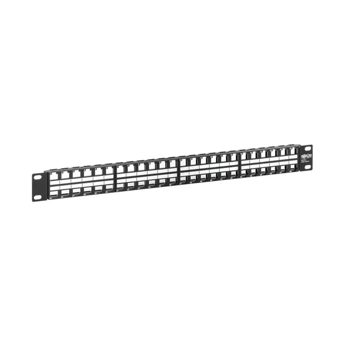 Eaton Tripp Lite Panel de Parcheo N062-048-KJ, 48 Puertos Keystone Vacío 1U para Montaje en Rack, Conexiones RJ45/USB/HDMI, Compatible con Cable Cat5/Cat5e/Cat6/Cat6a, Negro