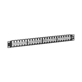 Eaton Tripp Lite Panel de Parcheo N062-048-KJ, 48 Puertos Keystone Vacío 1U para Montaje en Rack, Conexiones RJ45/USB/HDMI, Compatible con Cable Cat5/Cat5e/Cat6/Cat6a, Negro
