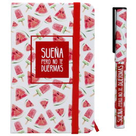 CMP General Libreta Sueña con Bolígrafo, Tapas Duras, Goma Sujeción, Marcador Páginas, 160 Páginas Blancas, 14x9 cm