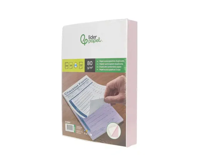 Liderpapel Papel Autocopiativo DIN A4 Prealzado Blanco y Rosa 80 g 500 Hojas
