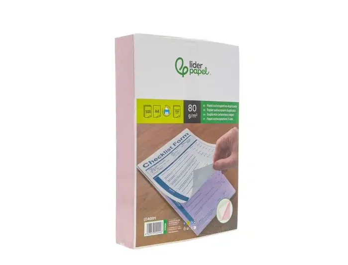 Liderpapel Papel Autocopiativo DIN A4 Prealzado Blanco y Rosa 80 g 500 Hojas