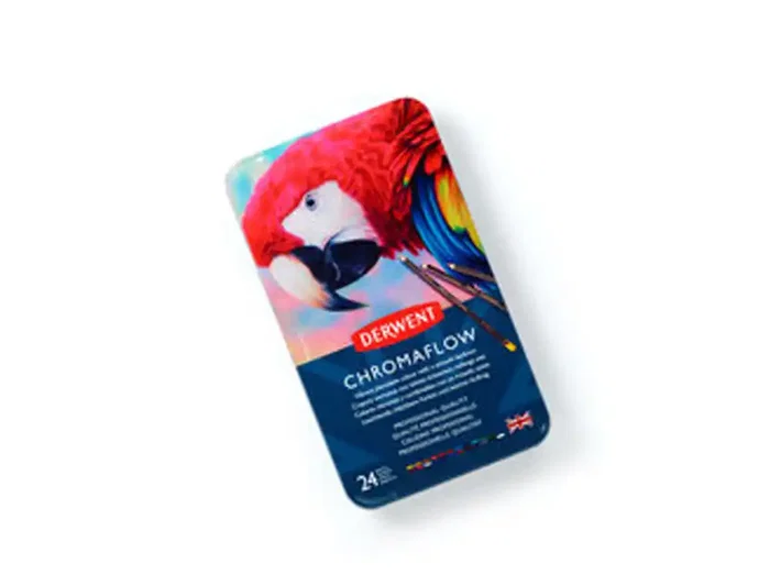 Derwent Lápices de Colores Chromaflow Caja Metálica 24 Unidades Colores Surtidos