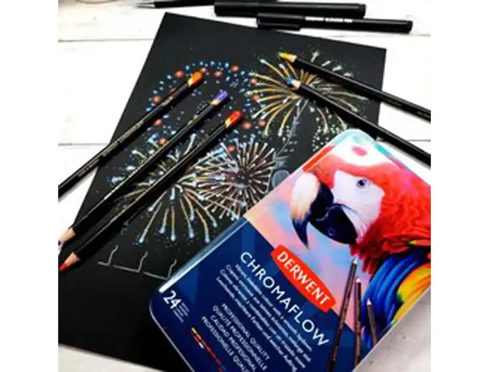 Derwent Lápices de Colores Chromaflow Caja Metálica 24 Unidades Colores Surtidos