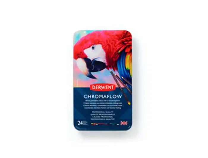 Derwent Lápices de Colores Chromaflow Caja Metálica 24 Unidades Colores Surtidos