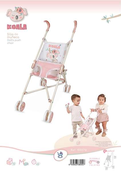 Decuevas Silla de Muñeca Plegable Koala para Muñecas de hasta 48 cm 28x42x56 cm