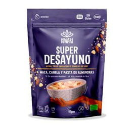 ISWARI Super Desayuno Maca Canela Almendra Copos de Avena Instantáneos Vegano Bio 360 Gr