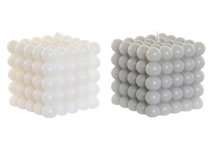 DKD Home Decor Vela Bolas Gris Blanco 9 x 9 x 9 cm (6 Unidades) Cera Parafina 65h DKD Home Decor Vela Bolas Gris Blanco 9 x 9 x 9 cm (6 Unidades) Cera Parafina 65h