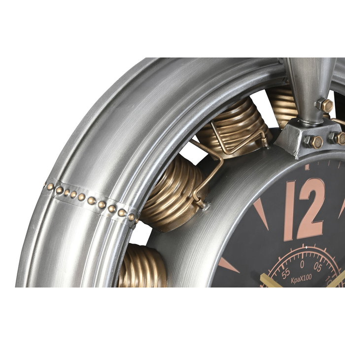 DKD Home Decor Reloj de Pared Hélice de Avión Plateado y Dorado