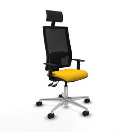 PIQUERAS Y CRESPO Silla de oficina Bormate con mecanismo asincrónico, malla negra y amarillo