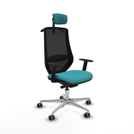 PIQUERAS Y CRESPO Silla de oficina Mardos con mecanismo Sincro/Traslack, Turquesa y Negro