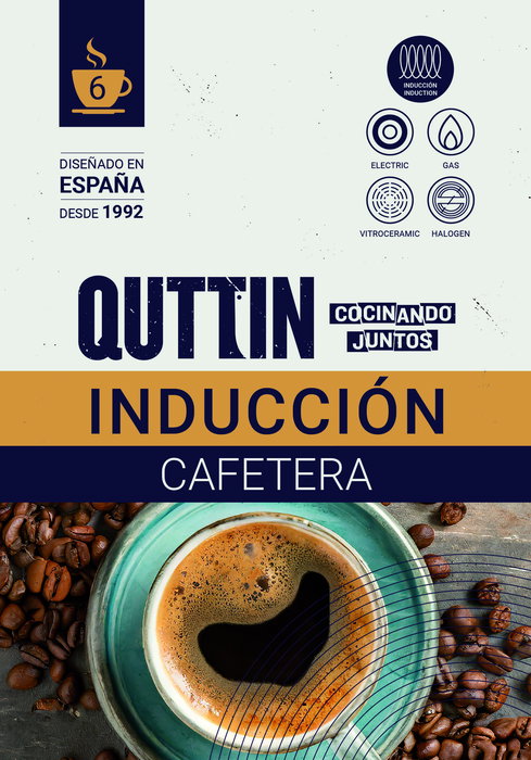 Inde Cafetera de Aluminio para 12 Servicios, 600 ml, para Placas de Inducción (6 Unidades)