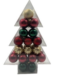 DKD Home Decor Set de 34 Bolas de Decoración Verde y Rojo de 6cm