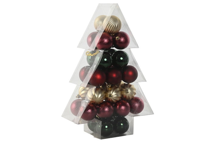 DKD Home Decor Bola Decoración Navidad Tradicional Verde Rojo Set 34 Piezas 6cm