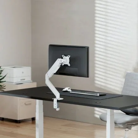 Aisens Soporte de Mesa DT32TSR-435 con Contrapeso para Monitor/TV de 17 a 32 Pulgadas, Giratorio -90º/+90º e Inclinable -45º/+90º, Hasta 9kg, Blanco