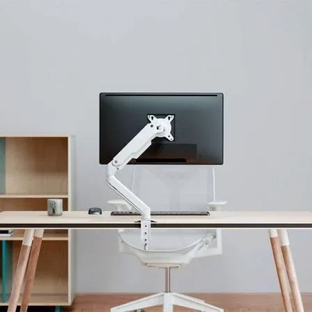 Aisens Soporte de Mesa DT32TSR-435 con Contrapeso para Monitor/TV de 17 a 32 Pulgadas, Giratorio -90º/+90º e Inclinable -45º/+90º, Hasta 9kg, Blanco