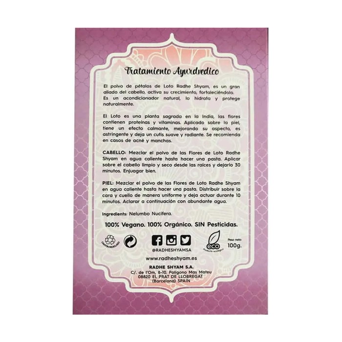 Radhe Shyam Tratamiento Capilar Flor Loto 100g Radhe Shyam Tratamiento Capilar Flor Loto 100g
