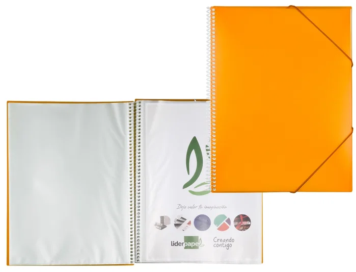 Liderpapel Carpeta Escaparate Naranja con Espiral y 80 Fundas Din A4 Liderpapel Carpeta Escaparate Naranja con Espiral y 80 Fundas Din A4