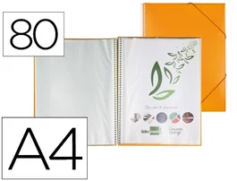 Liderpapel Carpeta Escaparate Naranja con Espiral y 80 Fundas Din A4