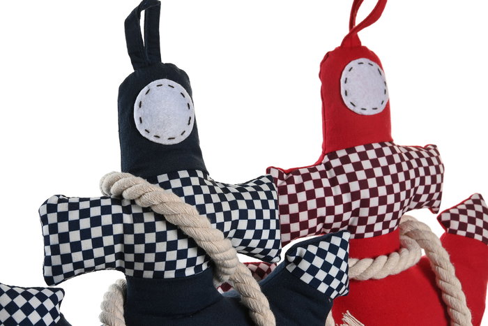 DKD Home Decor Sujetapuertas Mediterraneo Rojo Azul 26 x 11 x 28 cm (6 Unidades)