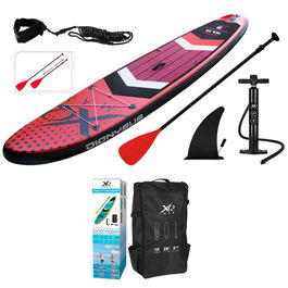 Xqmax Tabla Paddle Surf Hinchable 305 cm Roja con Remo Telescópico, Mochila y Kit Reparación