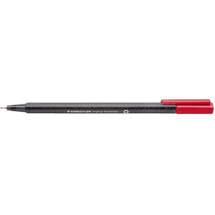 STAEDTLER 334 RC4 Fineliner triplus Set 4 Colores Negro, Azul, Verde, Rojo, Punta Fina 0.3mm, Tinta Base Agua, Lavable