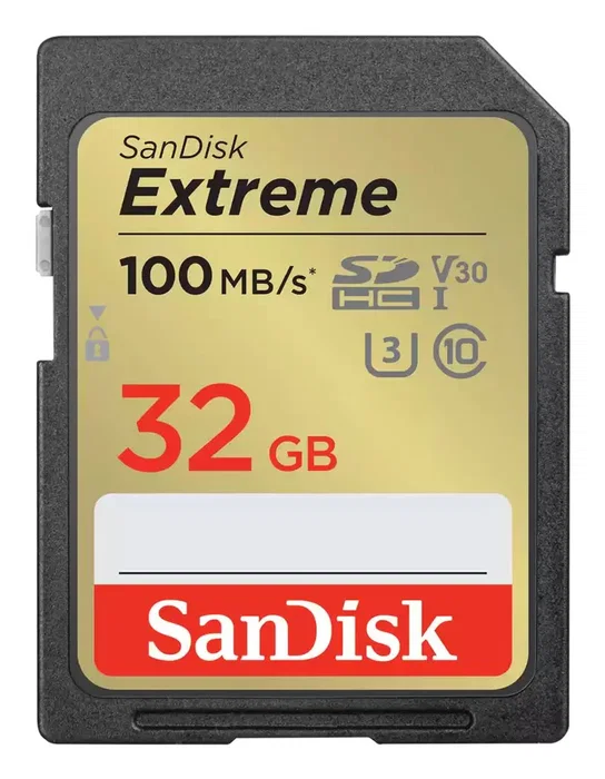 SanDisk SDSDXVT-032G-GNCI2 - Tarjeta de memoria Flash SDHC 32 GB Clase 10 U3 V30 (hasta 100 MB/s) - Color Negro/Dorado - Pack de 2