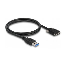 DeLOCK Cable USB 3.0 Tipo A a Micro-B con tornillos 1 m Negro