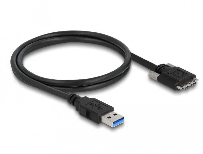 DeLOCK Cable USB 3.0 Tipo A a Micro-B con tornillos 1 m Negro