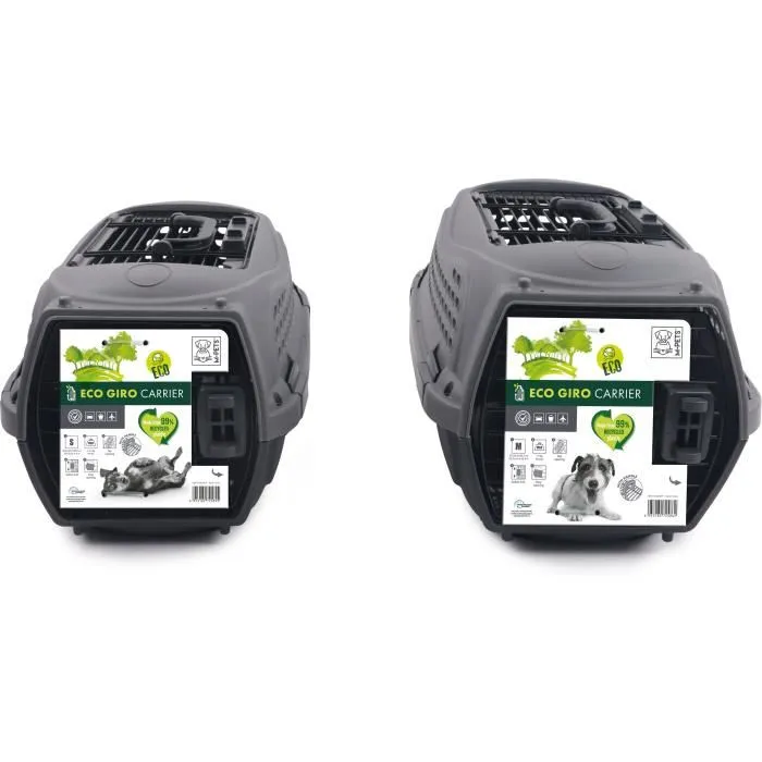 M Pets Jaula de Transporte para Gatos ECO GIRO Jaula de Plástico Talla S Gris