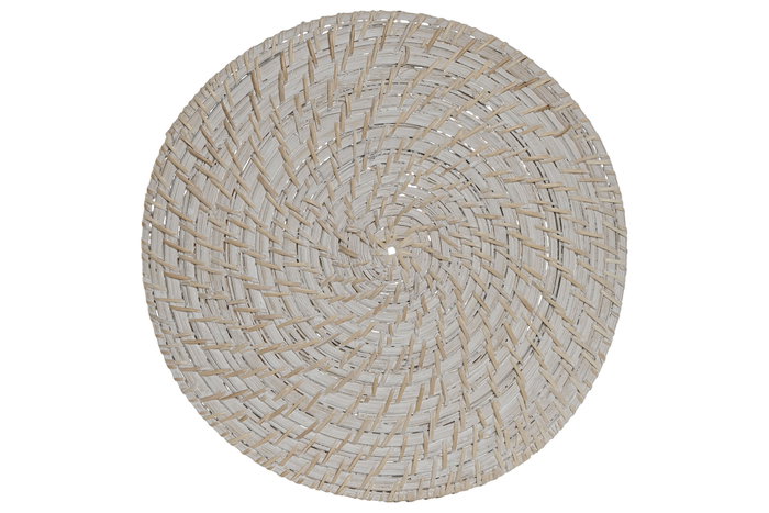 DKD Home Decor Individual Ratan Bambu Blanco y Natural 34x34x1,5 cm