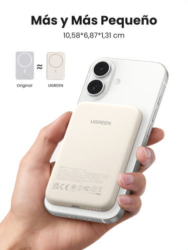 UGREEN 25207 Batería Externa 5000 mAh Cargador Inalámbrico Magnético PD15W USB-C Negro