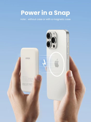 UGREEN 25207 Batería Externa 5000 mAh Cargador Inalámbrico Magnético PD15W USB-C Negro