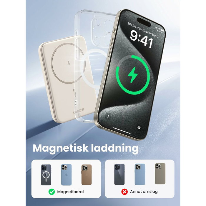 Ugreen 25207 Batería Externa Magnética 5000 mAh 15W Negro